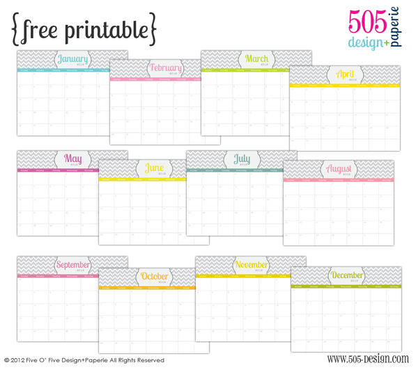 Free Printable 2012 Calendar