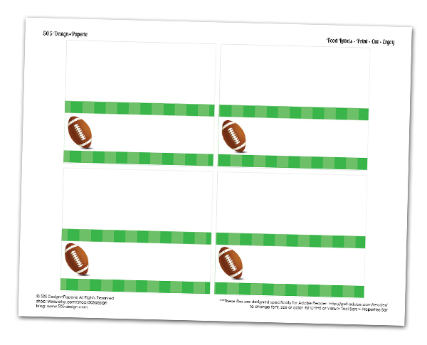 Free Football Food Labels | www.505-design.com