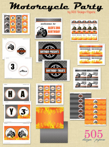 Printable Motorcycle Party by 505-design.com