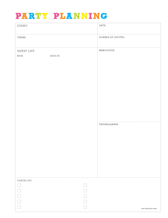 Free Party Planning Checklist | 505-design.com