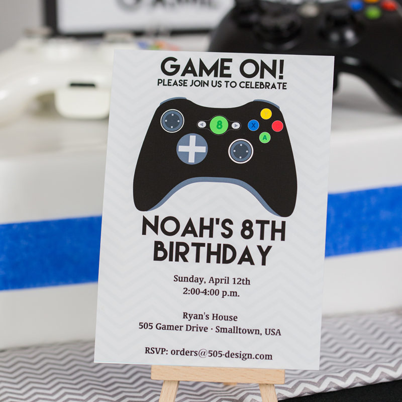 Video Game Birthday Party Invitation-Black Controller