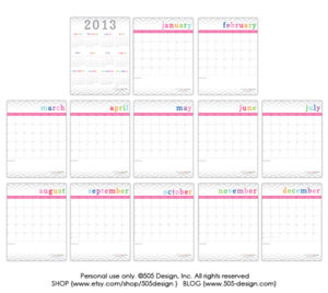 Free 2013 Calendar {with editable text areas} – 505 Design, Inc