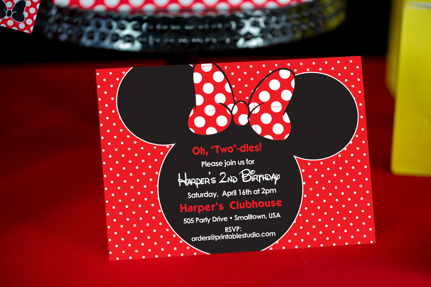 Minnie Mouse Invitation in Red 505 Design Inc
